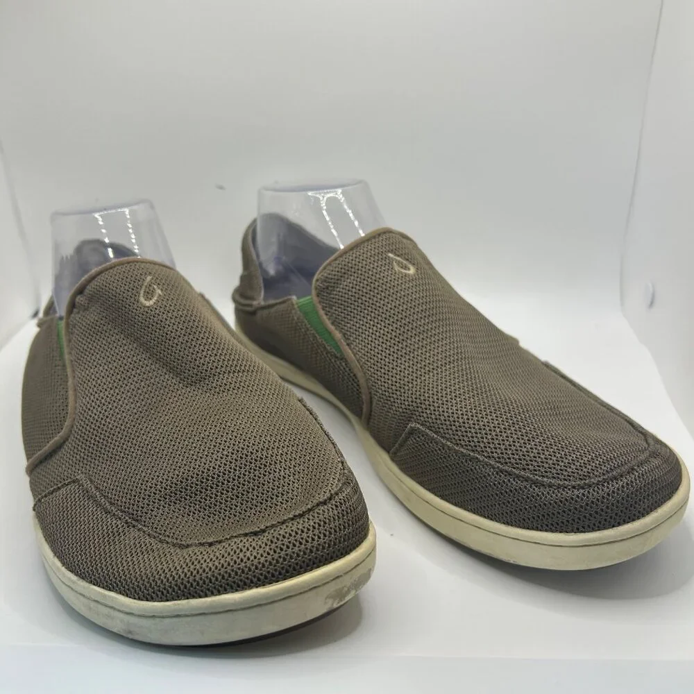 Olukai Nohea Mesh Boat‎ Shoe Slip On Heel Shoe Sneaker Loafer Grey Men’s Size 10
